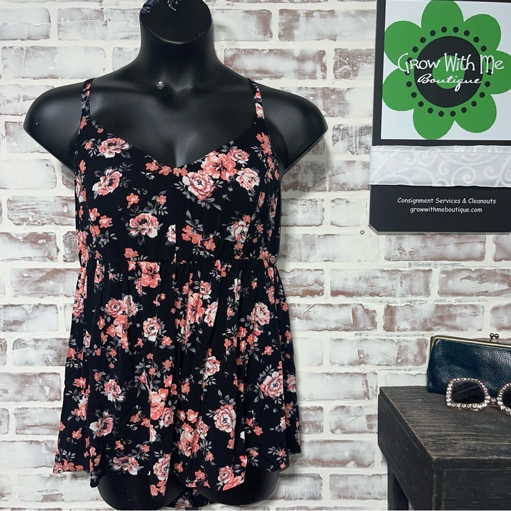 Torrid Black and Pink Ruffled Camisole top 1X